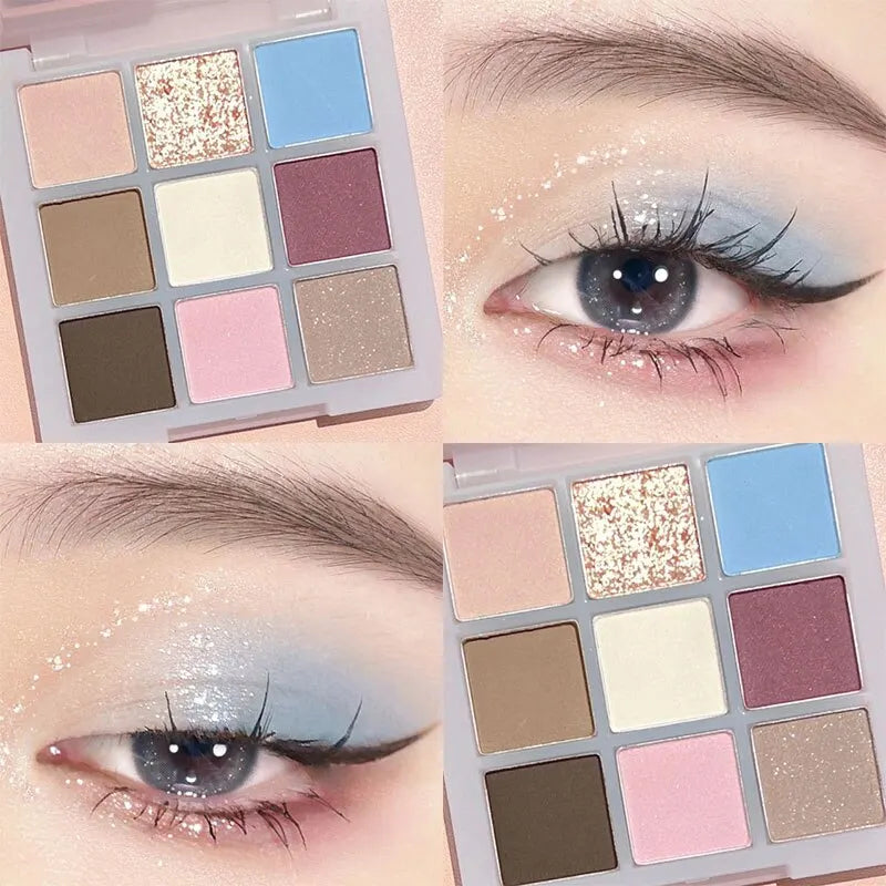 Eyeshadow Palette Oh Rosy Nine Palace Grid Auto Focus Low Saturation Smoke Powder