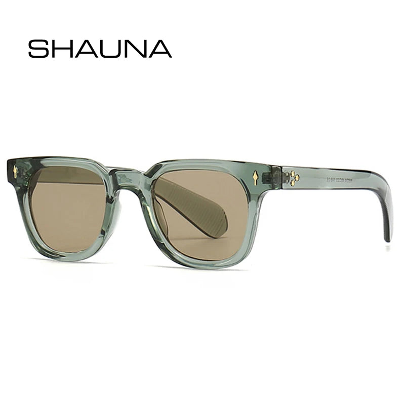 SHAUNA Retro Square Rivets Sunglasses Shades UV400
