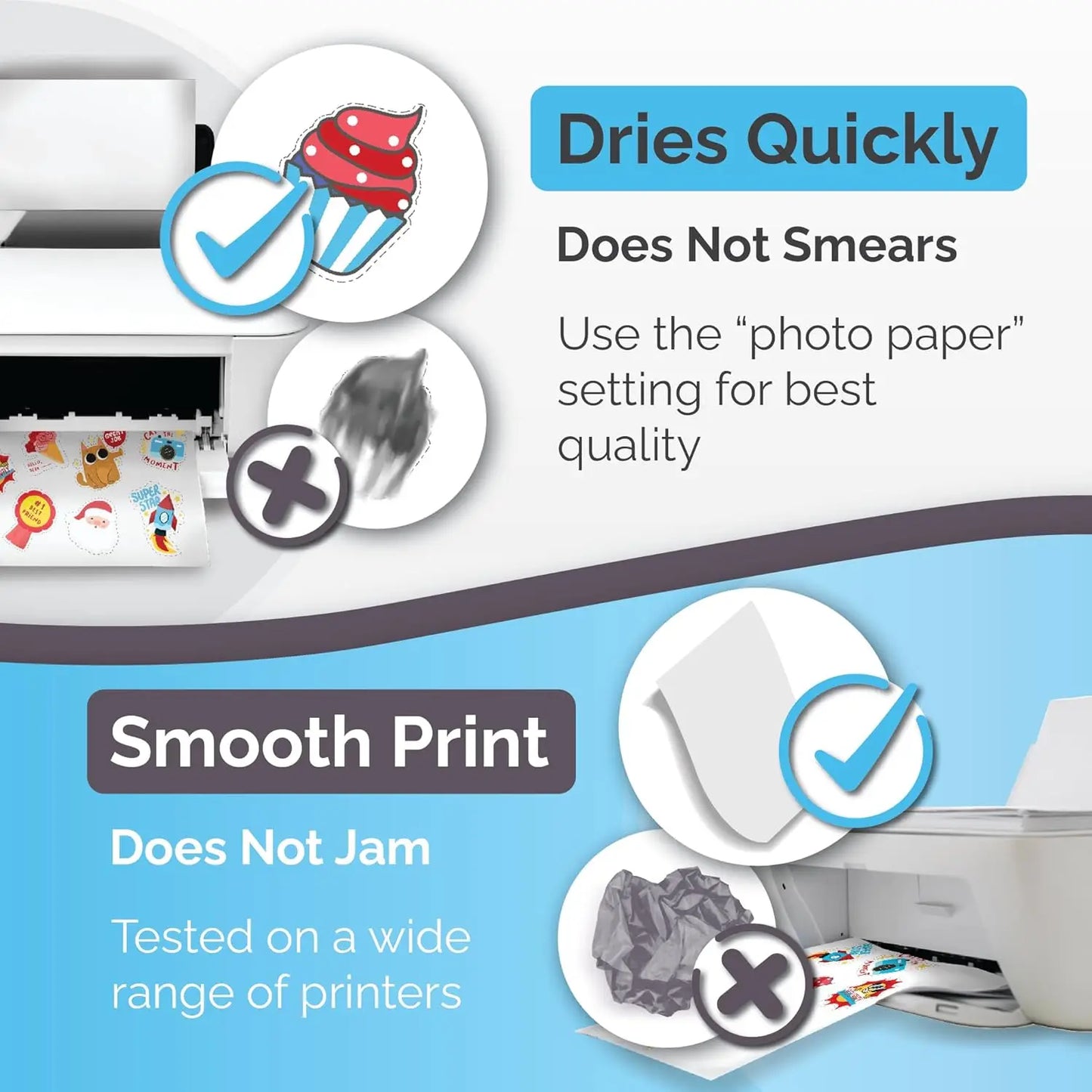Glossy White Premium Printable Vinyl Inkjet Stickers Suitable for Inkjet Printers