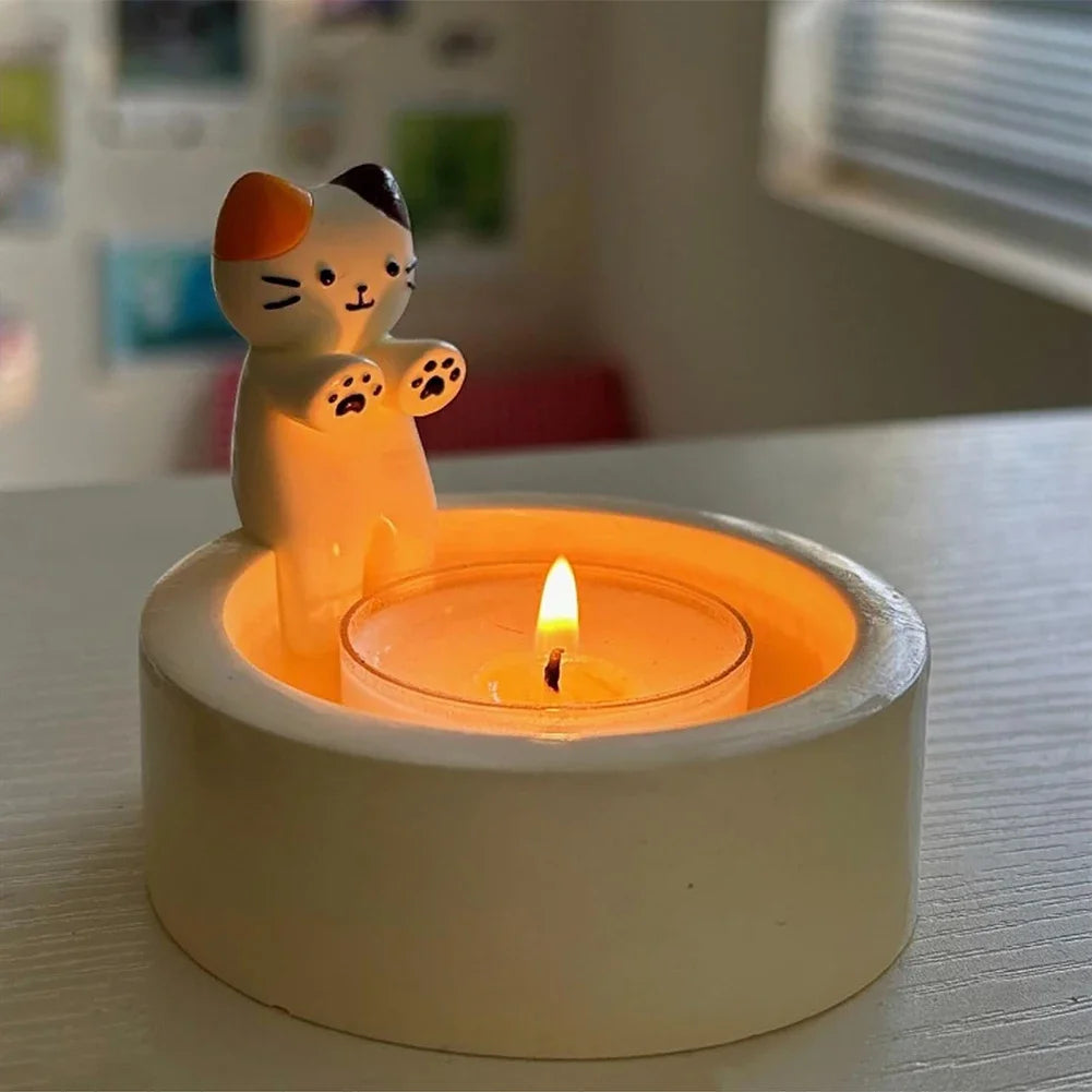 Kitten Candle Holder Cute Cat Candlestick Creative Aromatherapy Candle Holder Durable