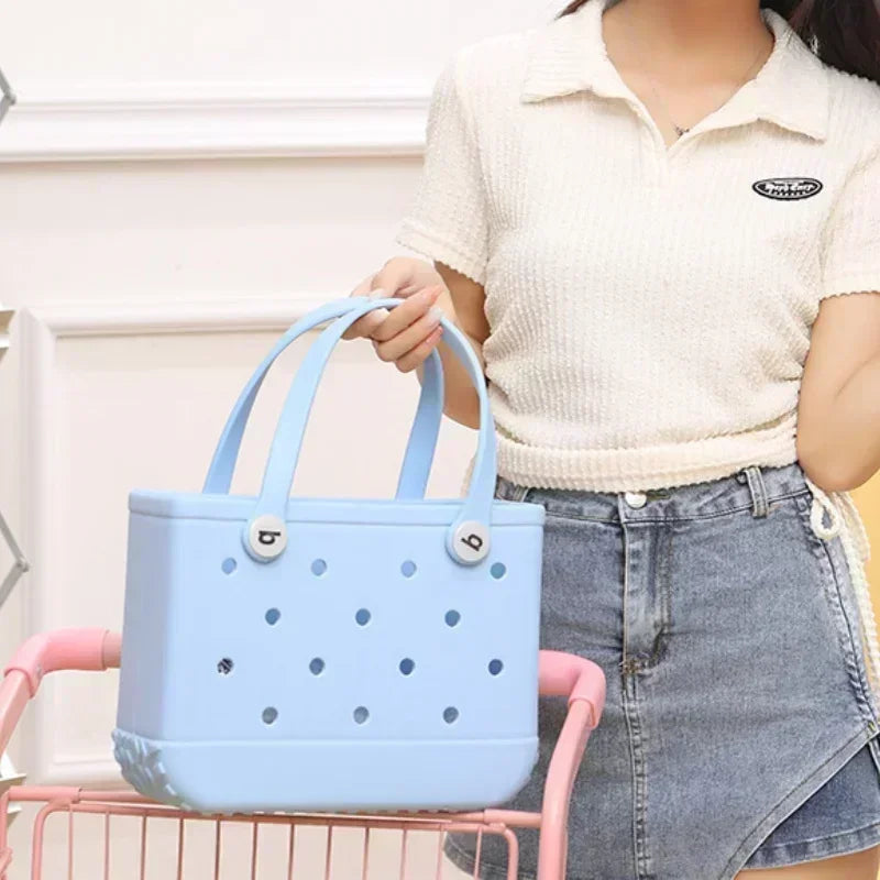 Small Beach Bag Tote Silicone Basket Waterproof Mini Jelly Handbag