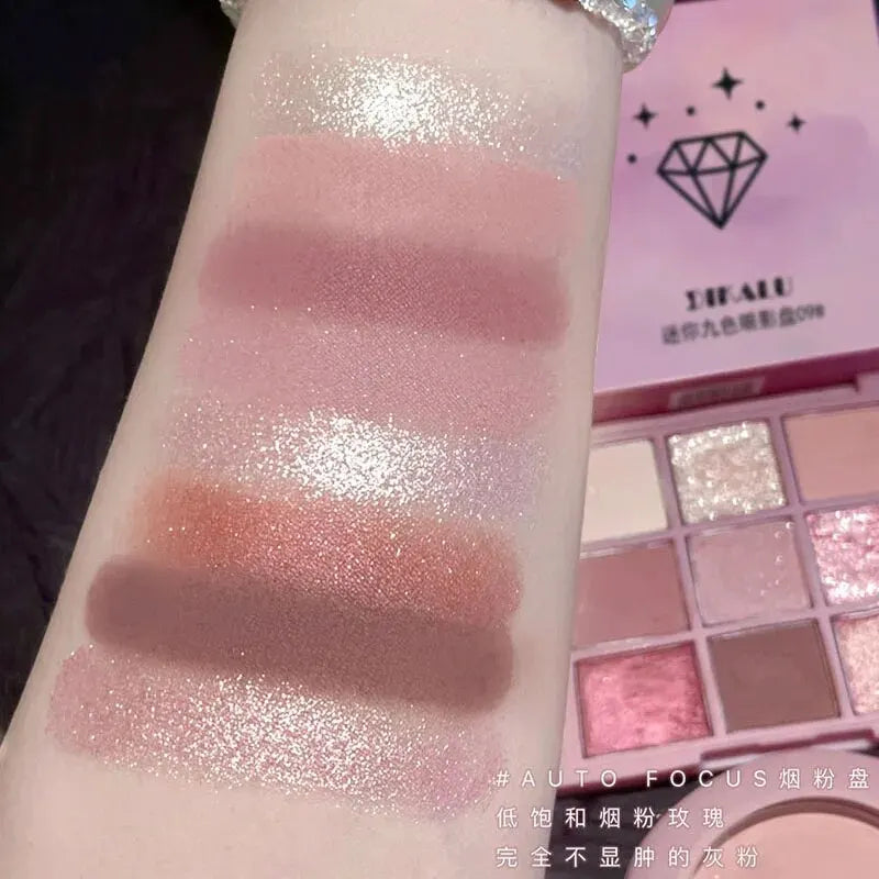Eyeshadow Palette Oh Rosy Nine Palace Grid Auto Focus Low Saturation Smoke Powder