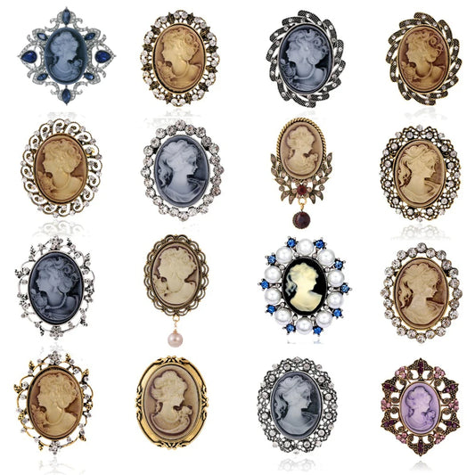 Vintage Victorian Design Queen's Cameo Brooch Pin, Antique