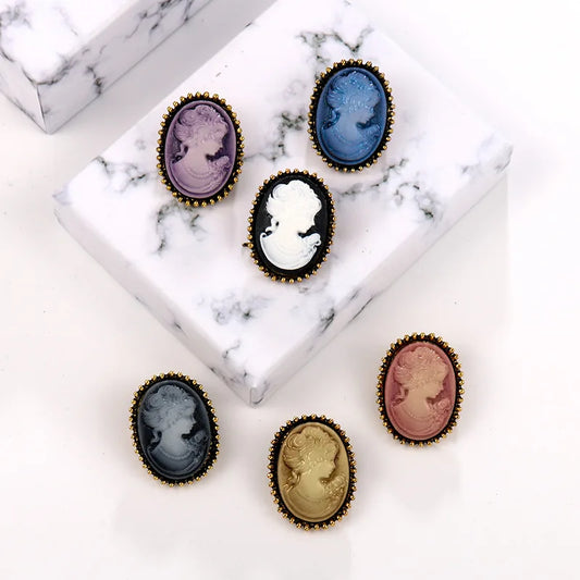 Vintage Cameo Elegant Queen Head Portrait Brooch For Women Antique Wedding