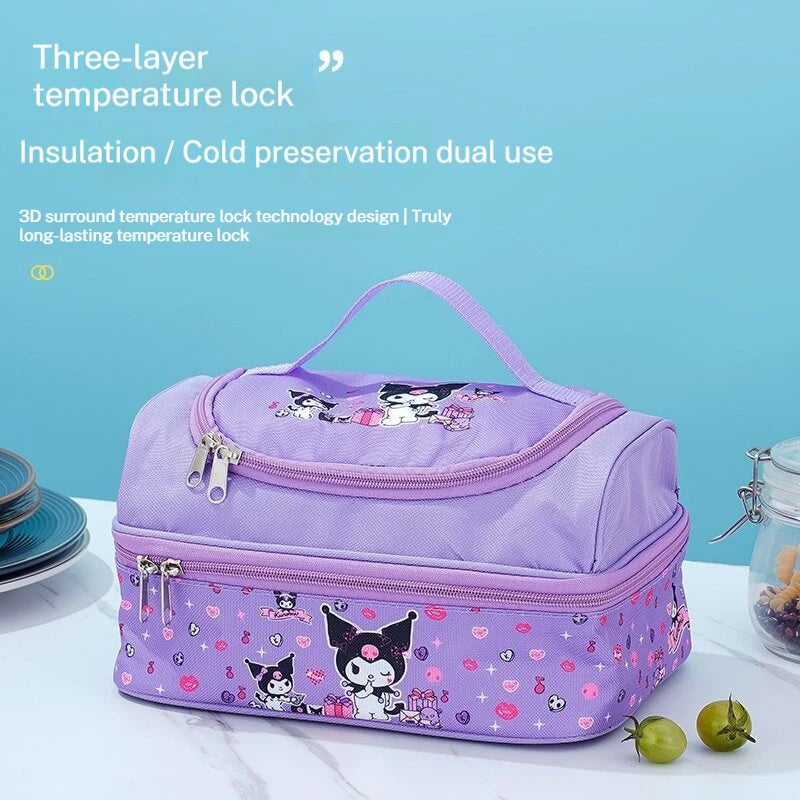 Double-Layer Insulated Handbag Waterproof Bento Bag