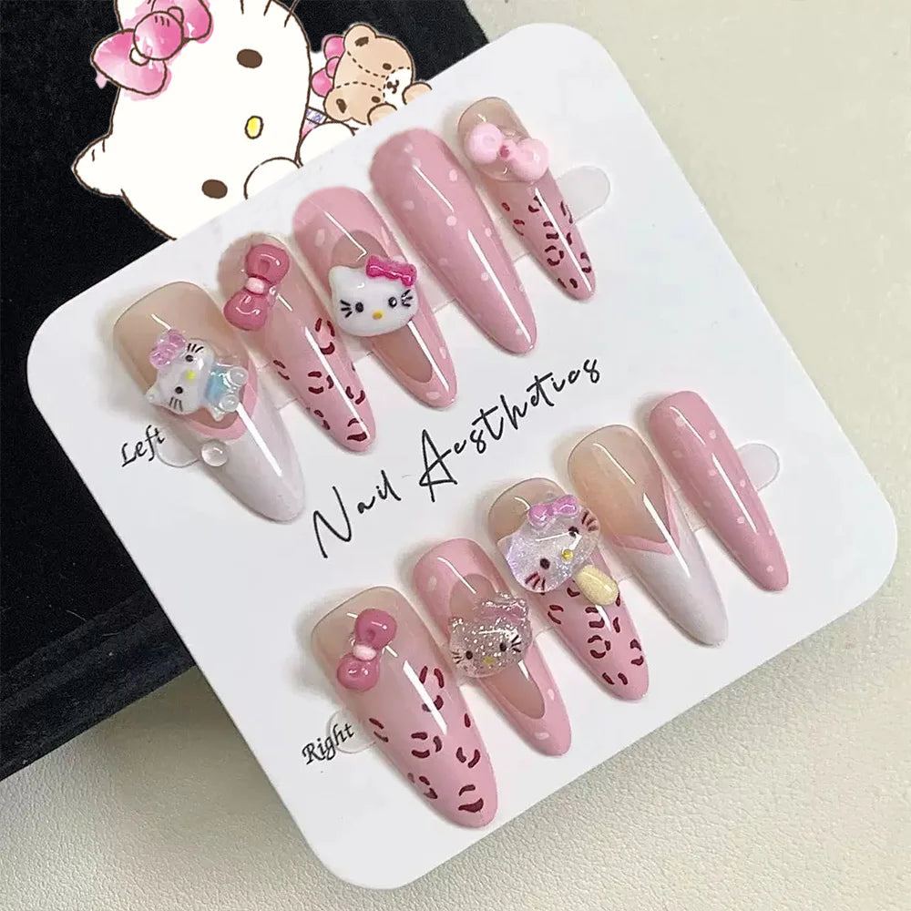 Sanrio Anime Cute Nail Patches False Nail Tips Cartoon Y2K Press on Nail