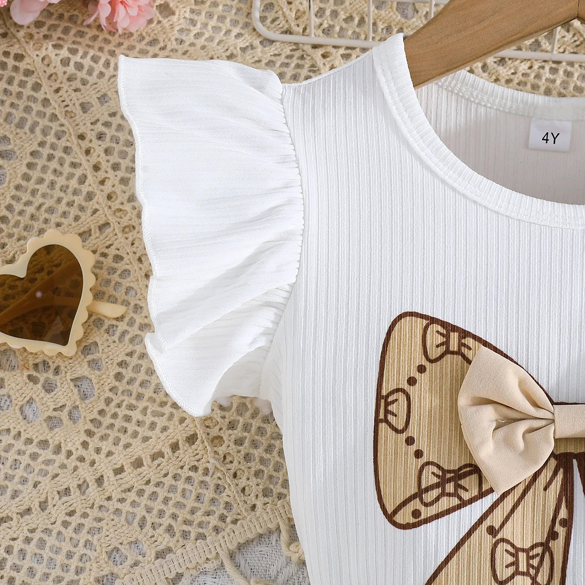 School Outfit Flutter Sleeve Front Bow