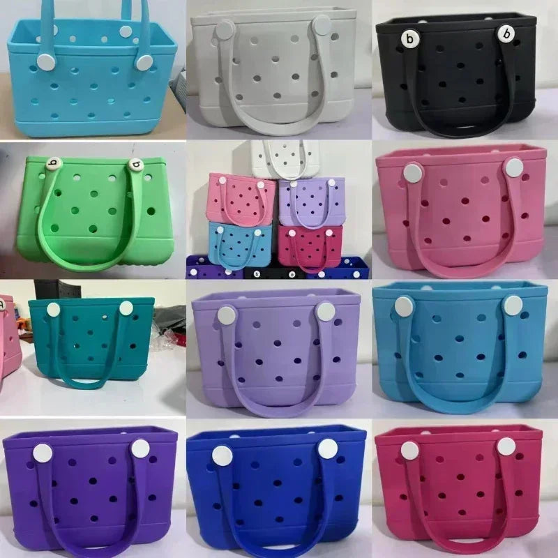 Small Beach Bag Tote Silicone Basket Waterproof Mini Jelly Handbag