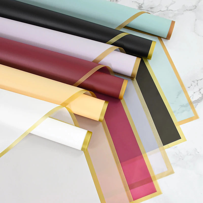 Golden Edge Flower Wrapping Paper Waterproof Bouquet Gift Packaging Decoration Supplies