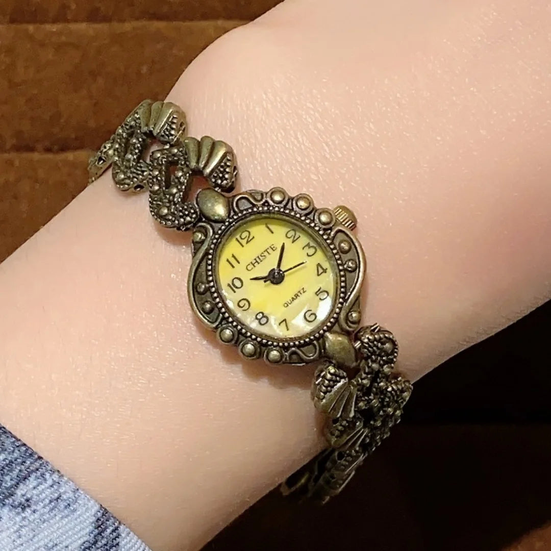 Vintage Gold Analog Quartz Watch Exquisite Arabic Numerals Dial