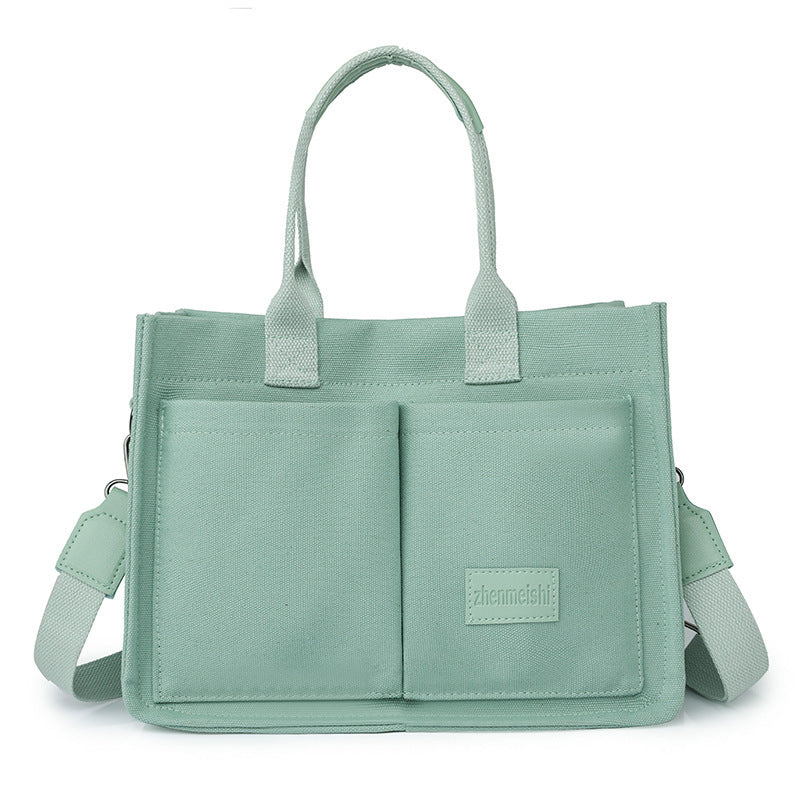 Canvas Tote Shoulder Bags Messenger Multi Pocket Crossbody Chic Reusable Handbag