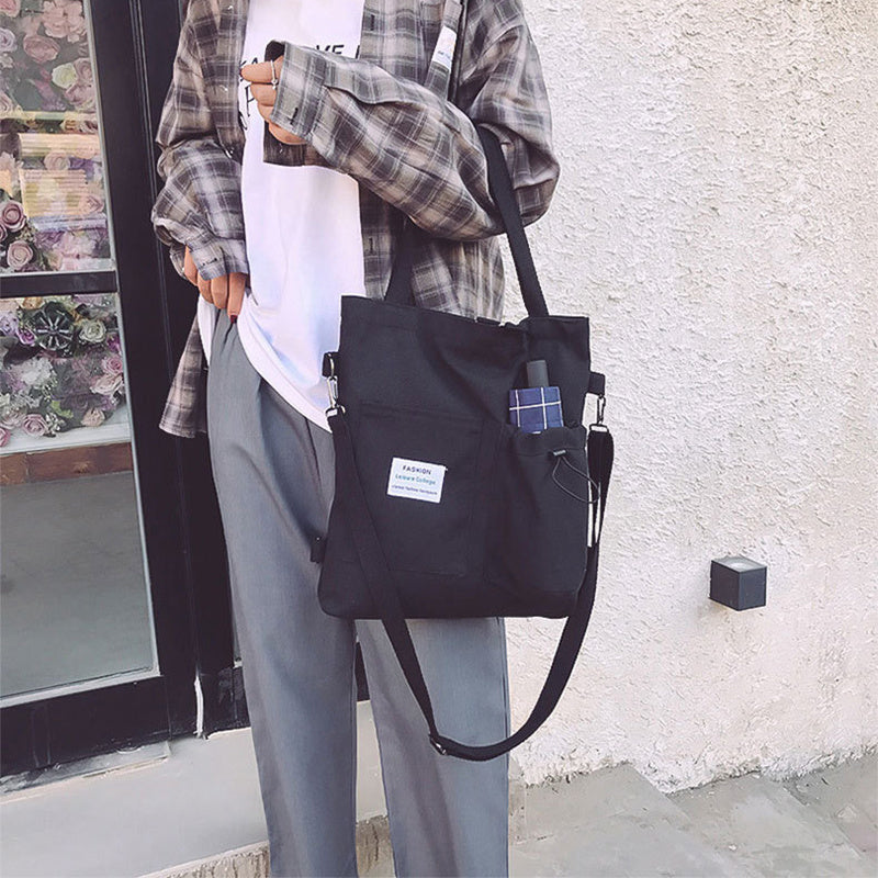 Canvas Bags Students Handbag with Pockets Preppy Backpack