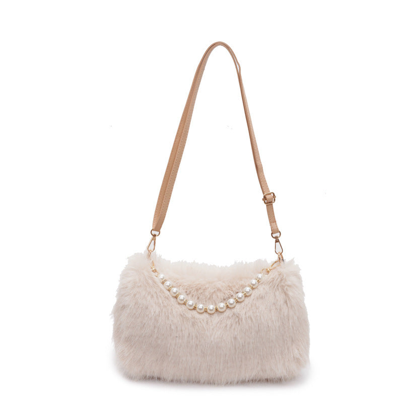 Shoulder Bags Pearl Chain Crossbody Bag Versatile Commuting Armpit Plush
