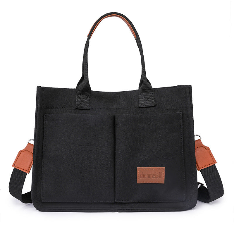 Canvas Tote Shoulder Bags Messenger Multi Pocket Crossbody Chic Reusable Handbag