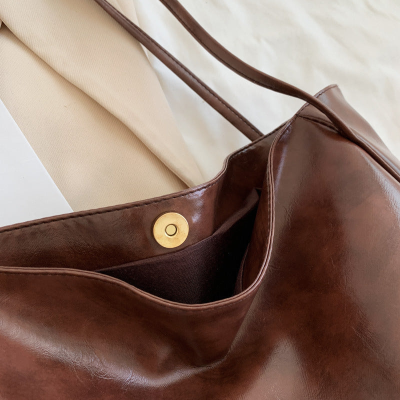 Japanese and Korean Soft Leather Shoulder Bag Retro Casual Handbag