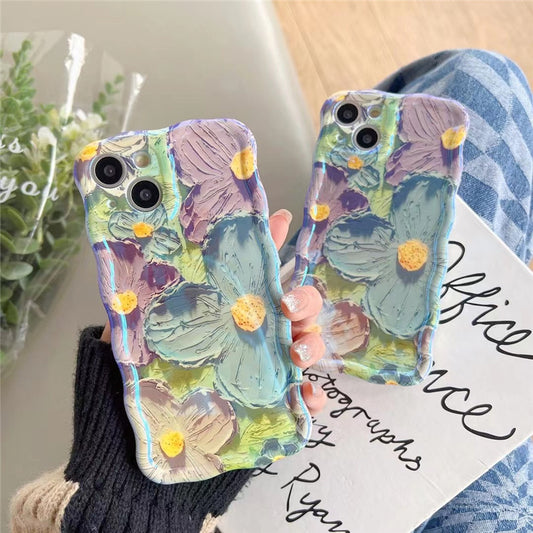 Retro Oil Painting Blu-ray Flowers Shockproof Case for Iphone