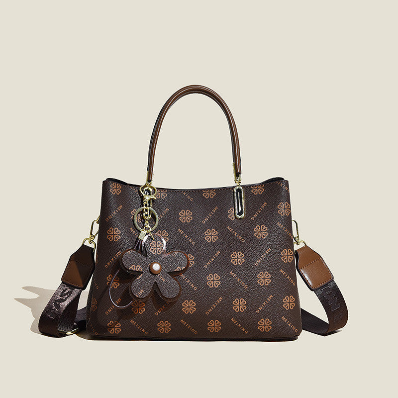 Tote Bag with Flower Pendant Shoulder Bag