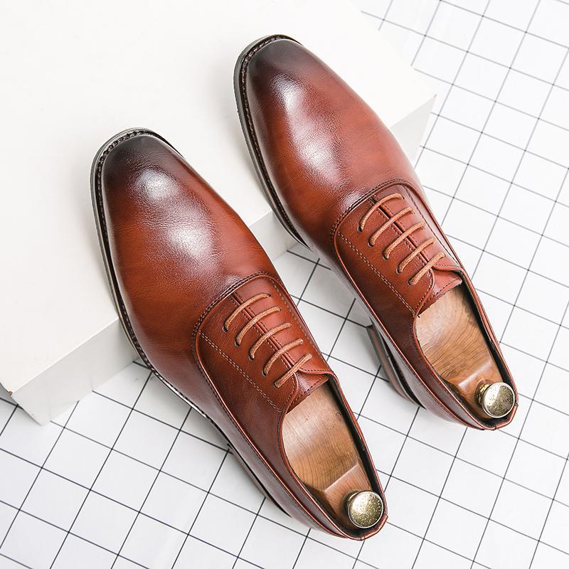 Casual Low Heel Men's Pointed Leather Shoes