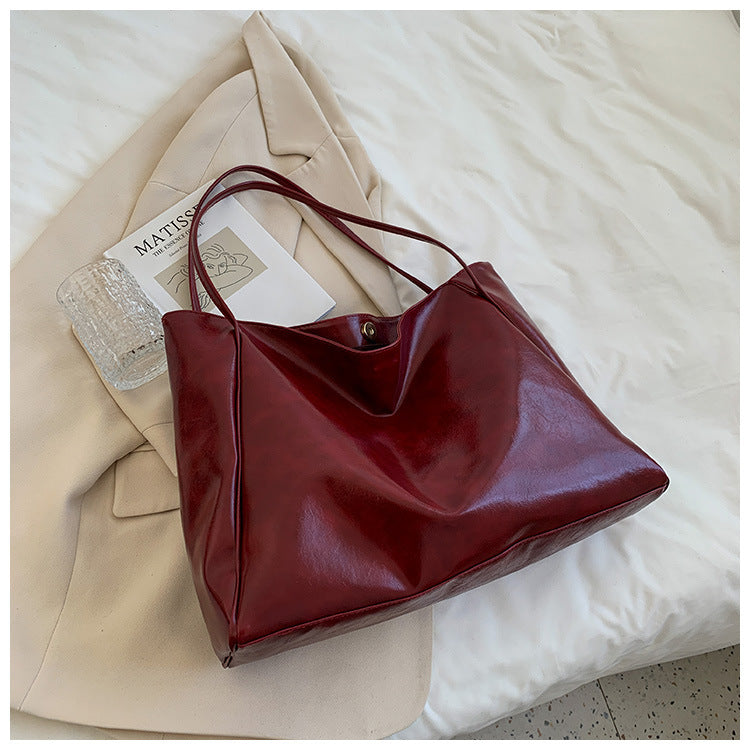 Japanese and Korean Soft Leather Shoulder Bag Retro Casual Handbag