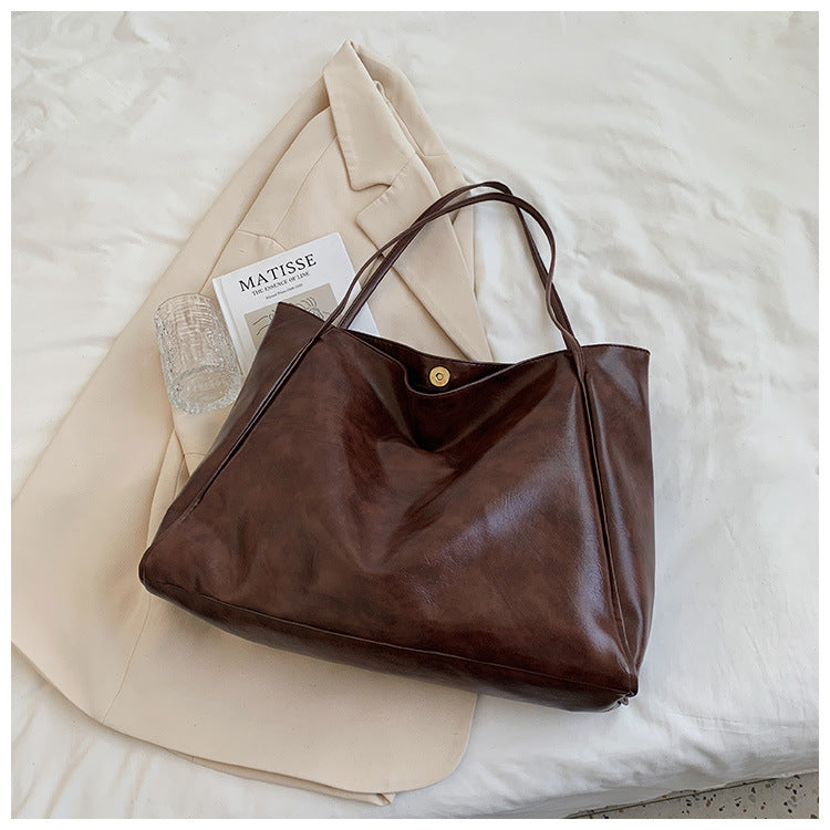Japanese and Korean Soft Leather Shoulder Bag Retro Casual Handbag