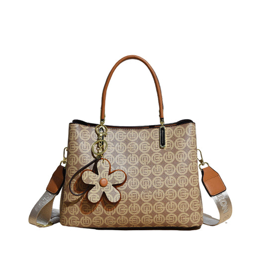 Tote Bag with Flower Pendant Shoulder Bag