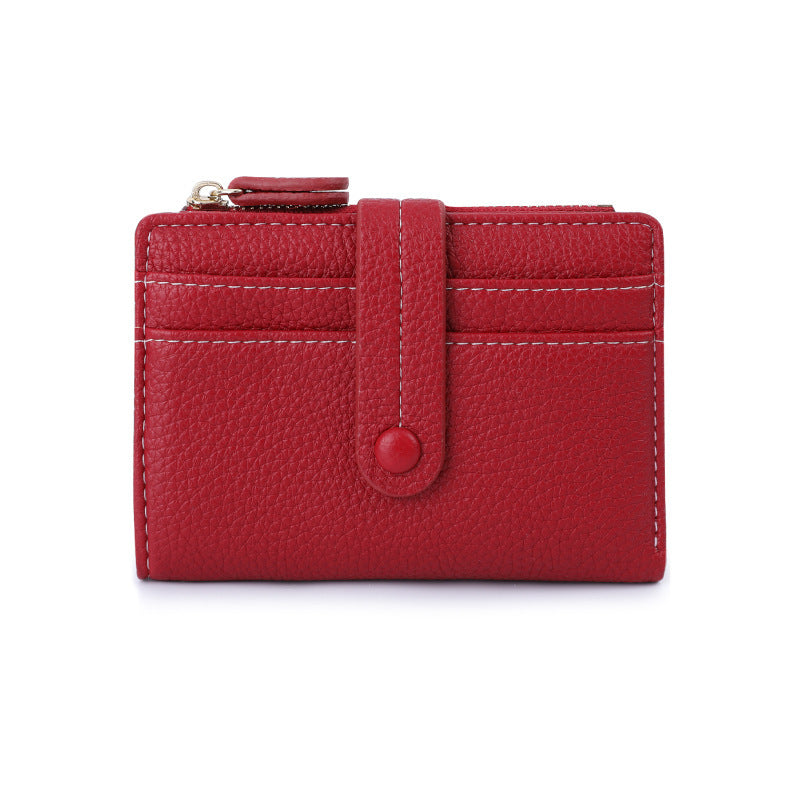 Women Short Wallets PU Leather Plaid Purses Solid Card Holder