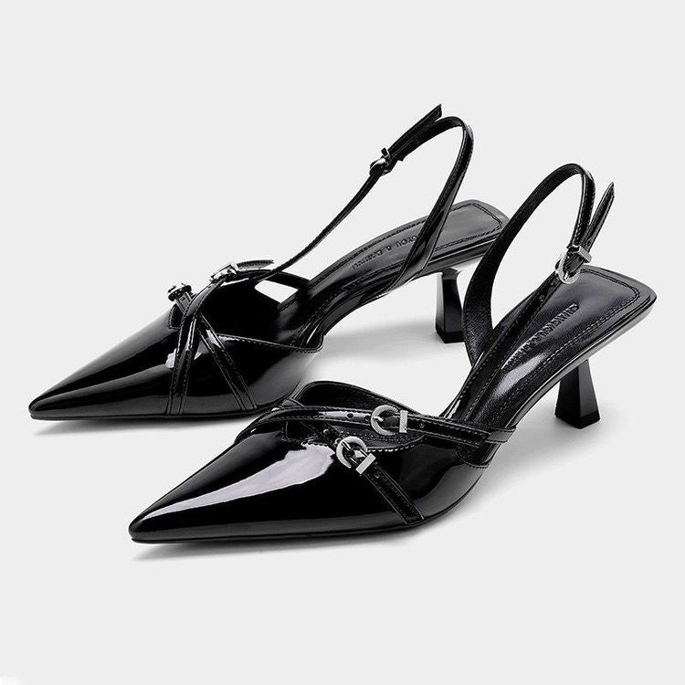 Pointed Stiletto Heel High Heels with Buckle