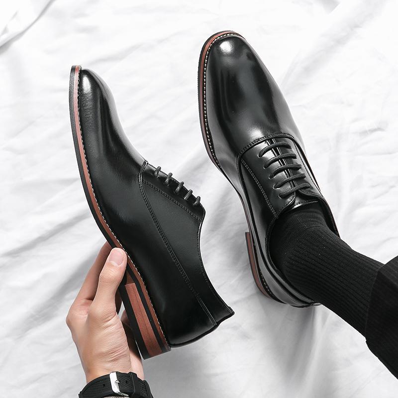 Casual Low Heel Men's Pointed Leather Shoes