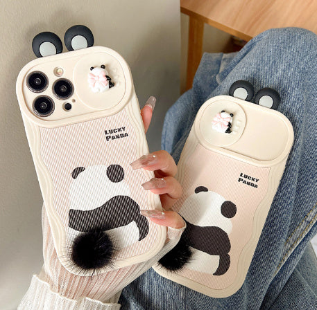Furry Panda Phone Case Cute Protective Cover