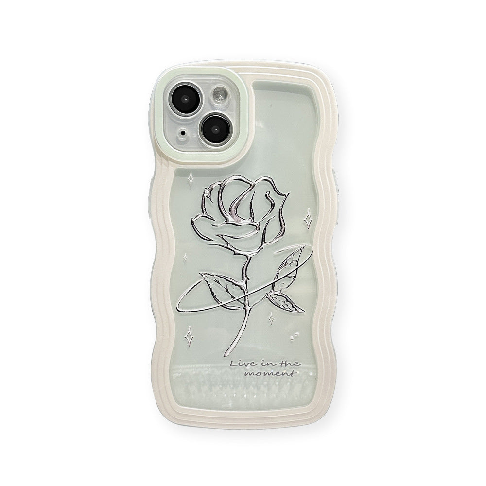 Rose Transparent Phone Case All-inclusive Big Wave Silicone Soft Case
