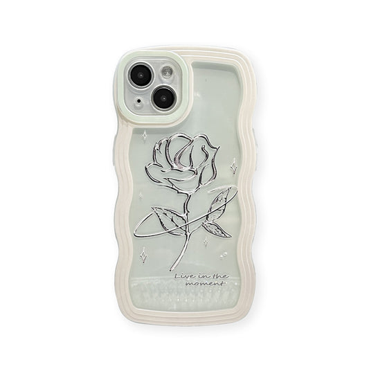 Rose Transparent Phone Case All-inclusive Big Wave Silicone Soft Case