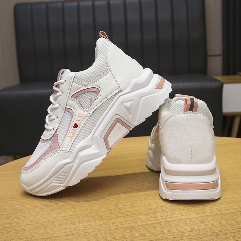 Low-top Platform Height Increasing Skinny White Shoes