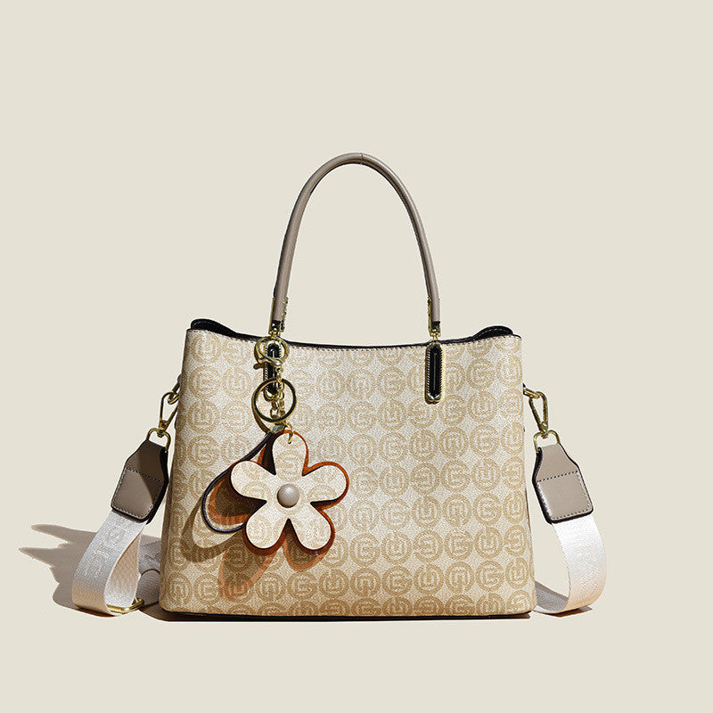 Tote Bag with Flower Pendant Shoulder Bag