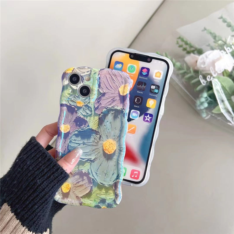 Retro Oil Painting Blu-ray Flowers Shockproof Case for Iphone