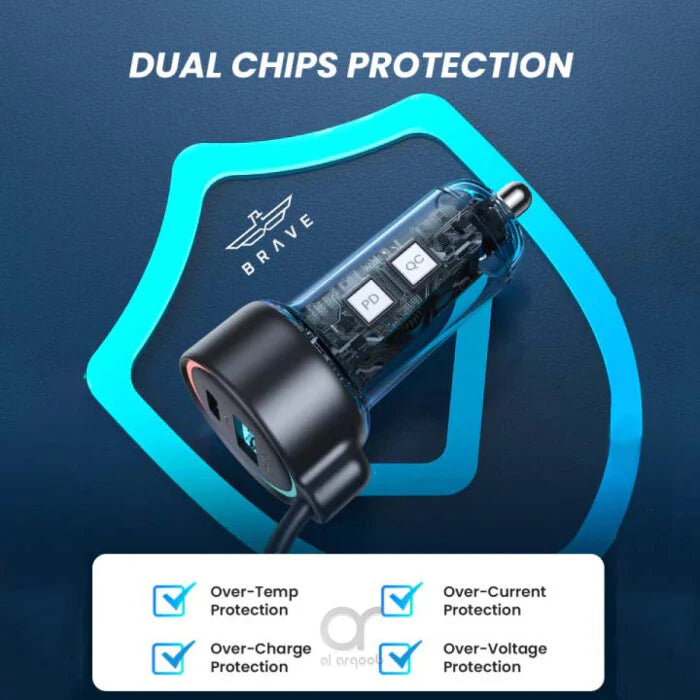 Brave 3 in 1 Wired Car Charger Lightning B-23
