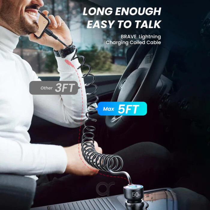 Brave 3 in 1 Wired Car Charger Lightning B-23