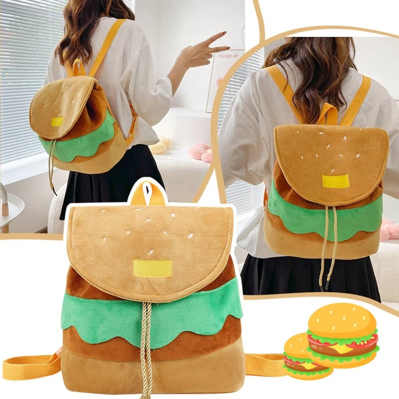 Hamburger Plush Backpack Soft Cartoon Burger Plush