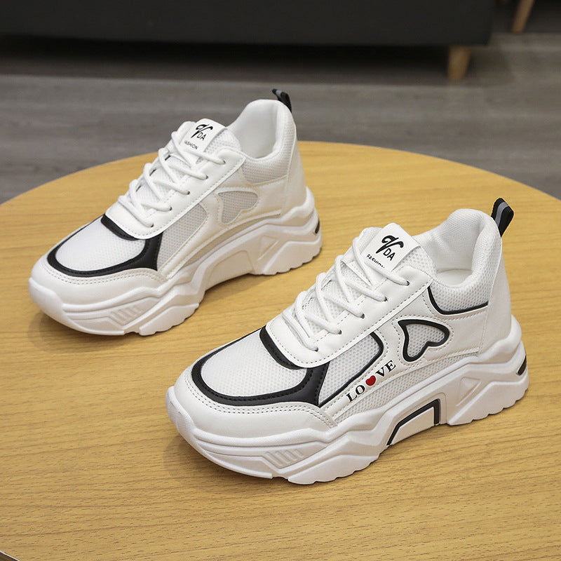 Low-top Platform Height Increasing Skinny White Shoes