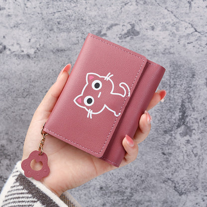 Women's Short Three-fold Cat Girls' Purse
