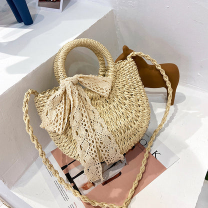 Western Lace Bow Straw Bag