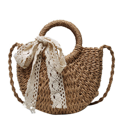 Western Lace Bow Straw Bag