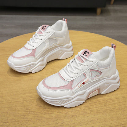 Low-top Platform Height Increasing Skinny White Shoes