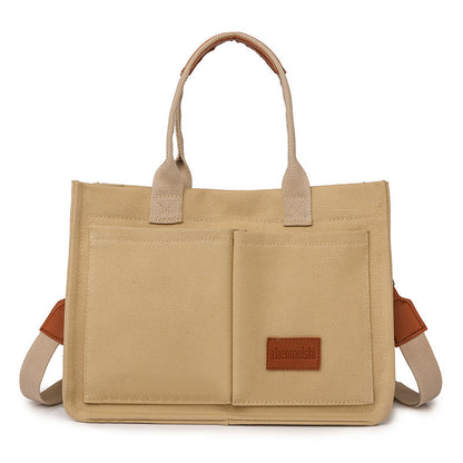 Canvas Tote Shoulder Bags Messenger Multi Pocket Crossbody Chic Reusable Handbag