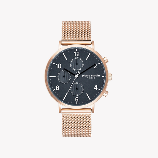Pierre Cardin Men's Rose Gold Watch, Black Dial | Pc902641f18-0