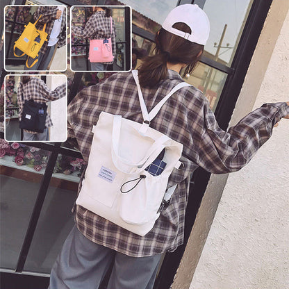 Canvas Bags Students Handbag with Pockets Preppy Backpack