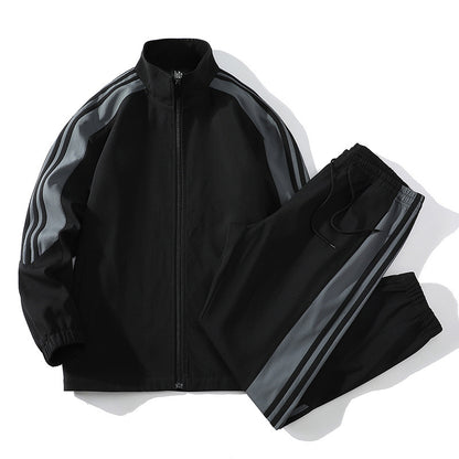 Sports Men's Trendy Handsome Casual Stand Collar Top and Trousers