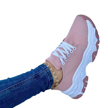 Round Head Thick Bottom Low-top Casual Shoes Lace Up Pumps