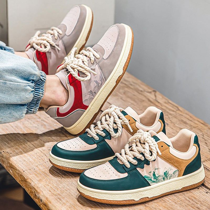 Lace-up Casual Soft Thick Sole Flats Sneakers Outdoor Walking Shoes