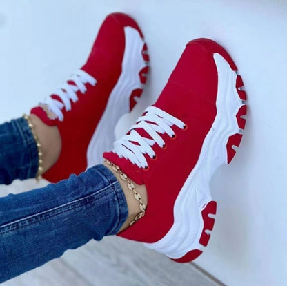 Round Head Thick Bottom Low-top Casual Shoes Lace Up Pumps