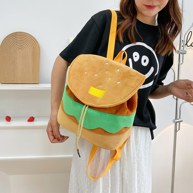 Hamburger Plush Backpack Soft Cartoon Burger Plush